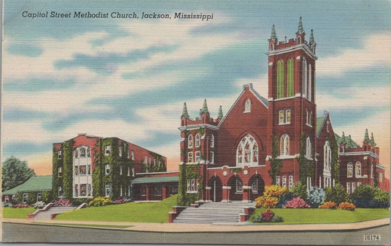 Postcard Capitol Street Methodist Church Jackson Mississippi MS