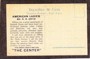 CUBA ADVERTISING AMERICAN LADIES MR ORTIZ LINEN STORE Paseo de Marti Postcard