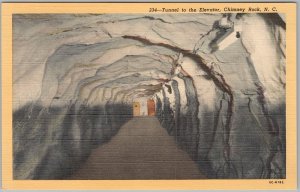 Chimney Rock NC Tunnel to Elevator Linen Postcard Harry N. Martin Curteich H82