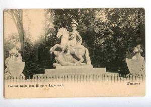 192390 POLAND WARSZAWA King Jan III monument Vintage postcard