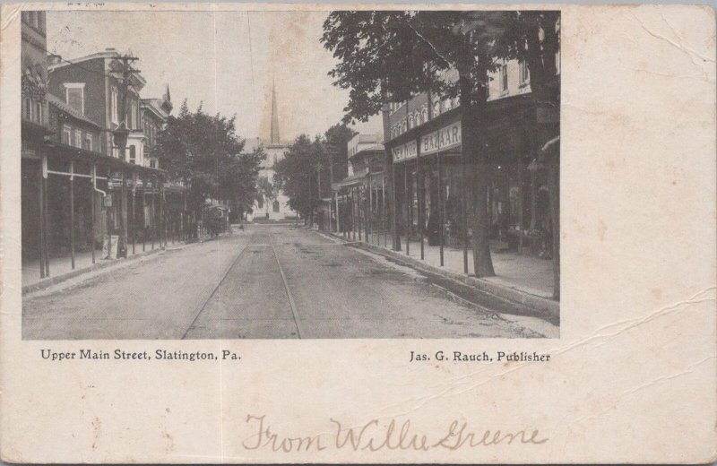 Postcard Upper Main Street Slatington PA 1907