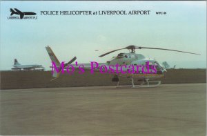 Air Transport Postcard - Police Helicopter at Liverpool Airport   RR20900