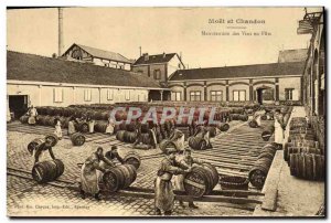 Old Postcard Folklore Wine Vintage Champagne Moet & Chandon handling wines in...