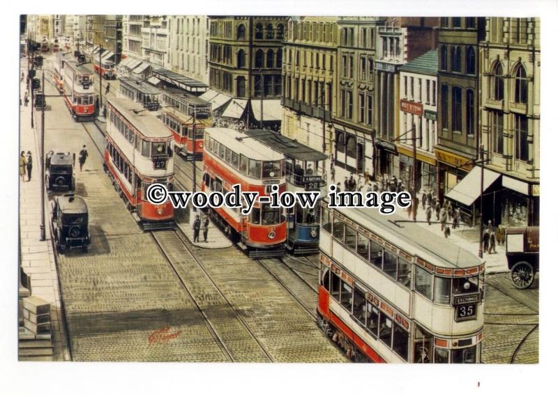 tm6037 - Trams at Manchester Piccadily,1001/121 - Artist - G.S.Cooper - postcard 