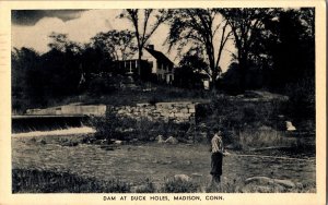 Dam at Duck Holes, Madison CT From The Rexall Store c1946 Vintage Postcard M78