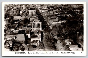 Olean New York~Union Street Aerial View Businesses~Homes~1954 RPPC
