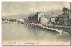 Old Postcard Grenoble Isere and the Chaine des Alpes