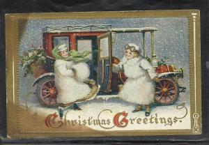 Christmas Greetings with Vintage Automobile unmused #173