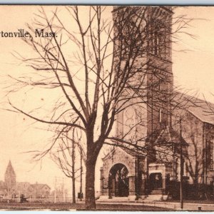 c1910s Newtonville, MA Wide 6 Panorama Methodist Church Downtown CO Tucker M28