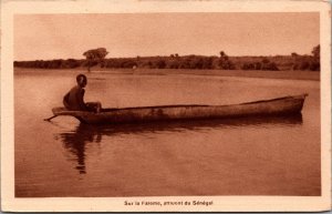 Senegal Fisherman On A Boat Africa Native Postcard 05.15