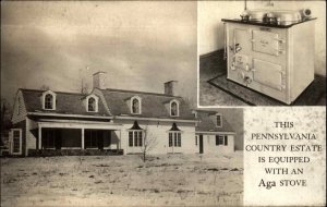 Aga Stoves Range Advertising - Pennsylvania Country Estate Real Photo Postcard