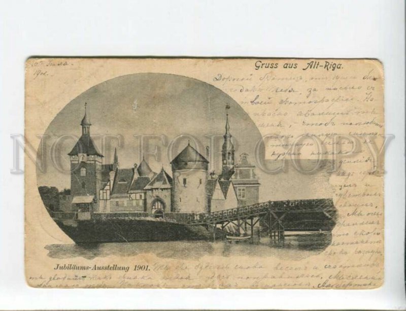 3174111 LATVIA GRUSS aus RIGA Vintage RPPC 1901 year