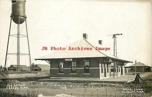 Depot, Minnesota, Crosby, RPPC, Soo Railroad, 1914 PM, Smith Photo No 1138