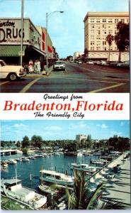 BRADENTON, FL Florida  HARBOR &  STREET SCENE  c1950s  Cars    Postcard