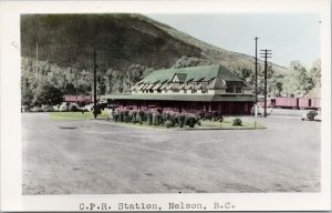 CPR Railway Station Nelson BC British Columbia Train Depot RPPC Postcard H11