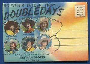 Western Sports Pictures Doubledays Bronco Riding Rodeo 1940s postcard folder