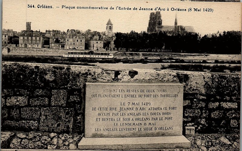 c1915 ORLEANS PLAQUE COMMEMORATIVE DE L'ENTREE DE JEANNE  FRENCH POSTCARD 14-147