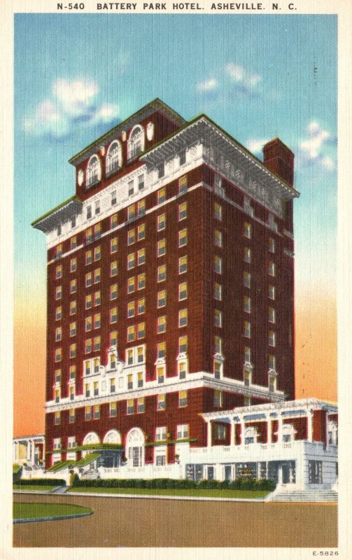 Vintage Postcard 1951 View of Battery Park Hotel Asheville North Carolina N. C.
