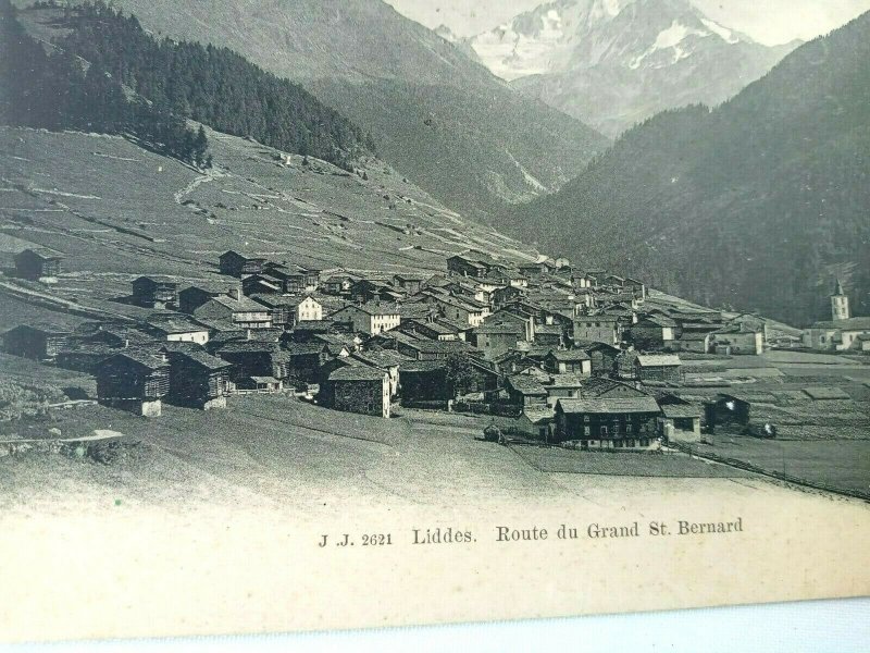 Vintage Postcard Liddes Route du Grand St. Bernard Switzerland