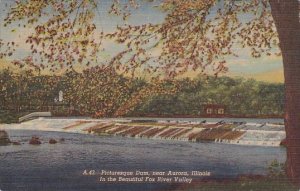 Illinois Aurora Picturesque Dam In the Beautiful Fox River Valley 1952