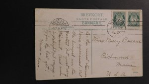 1900s Ship Postcard Cover From Kristiana to Richmond ME S.S. Hellig Olav