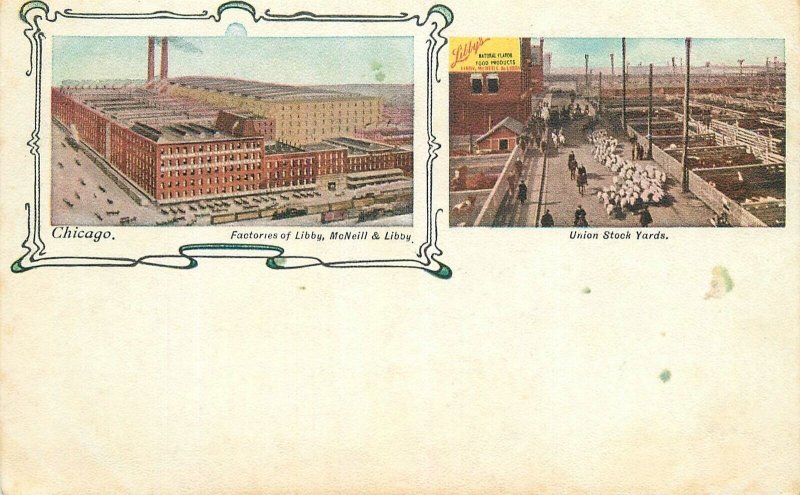 Postcard C-1905 Illinois Chicago Factories Libby Union Stock Yards 23-12980