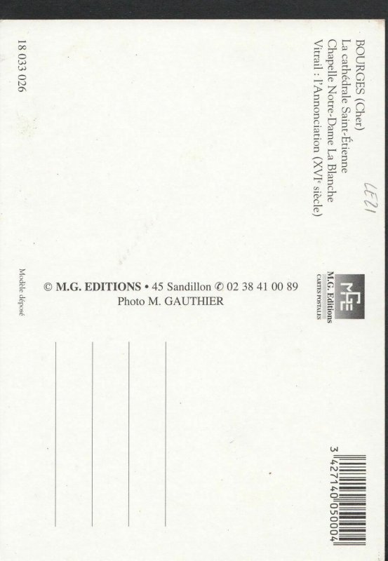 Religion Postcard - Stained Glass Window, La Cathedrale Saint-Etienne   LE21