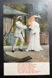 Mint Color Picture Postcard Black Americana Couple  I Want Yer Ma Honey