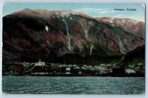 Juneau Alaska AK Postcard Water Front Mountains And Residences View 1921 Antique