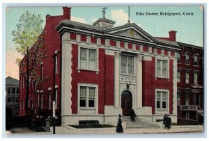 c1950 Elks Home Building Facade Roadside Entrance Stairs Bridgeport CT Postcard