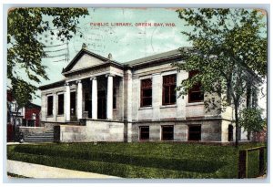 1909 Entrance to Public Library Green Bay Wisconsin WI Antique Posted Postcard 