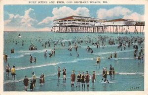 Surf Scene and Pier, Old Orchard Beach Portland, ME., USA Gambling Related 1931 