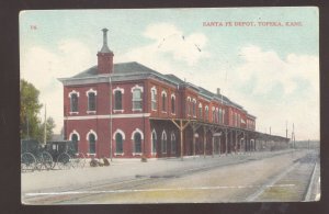 TOPEKA KANSAS SANTA FE RAILROAD DEPOT TRAIN STATION VINTAGE POSTCARD 1909