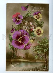 3161737 Lovers PANSY Flowers ART NOUVEAU Collage Vintage PHOTO