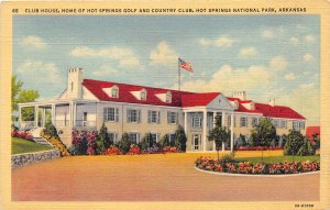 Hot Springs Arkansas 1940s Postcard Club House Home Of Golf & Country Club