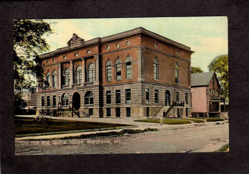 ME City Hall and Opera House Waterville Maine Vintage Postcard