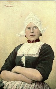 c1915 Netherlands Volendam Lady Authentic Dress Postcard 14-37