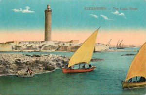 Egypt Alexandria lighthouse  sailboat coast fort