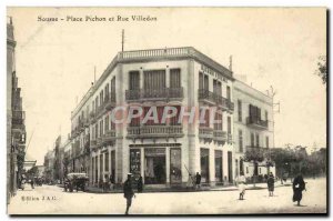 Old Postcard Sousse Place Pichon Street And Villedon