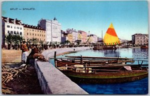 Split Spalato Croatia Boats & Ships Buildings Bay View Postcard