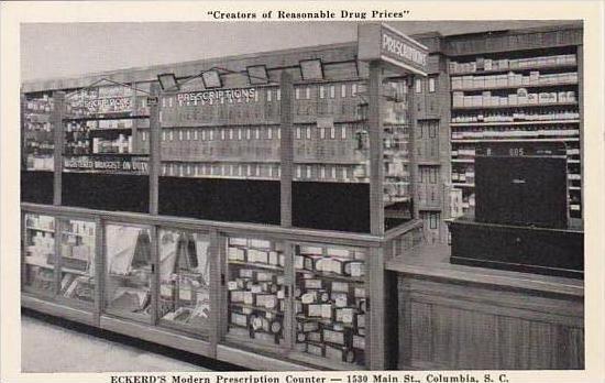 South Carolina Columbia Eckerd's Modern Drug Store Prescription Counter