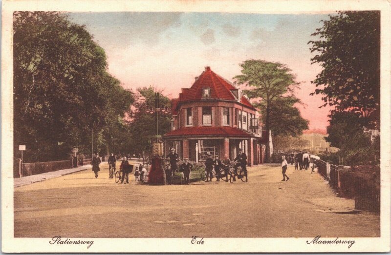 Netherlands Stationsweg Ede Maanderweg Vintage Postcard 09.03