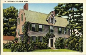 Old Manse Concord Mass Vintage Linen Postcard Unposted Unused Emerson Hawthorne 