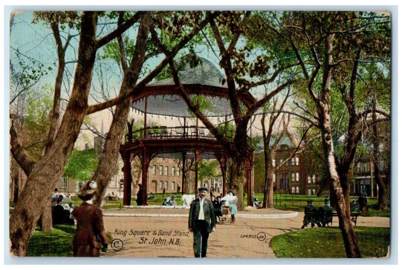 1912 King Square & Band Stand St. John New Brunswick Canada Postcard