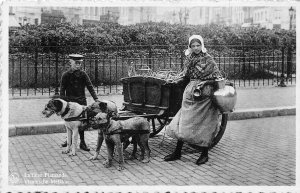 Belgium Flemish Milk Maid Seller Dog Latiere flamande Boy RPPC postcard B913