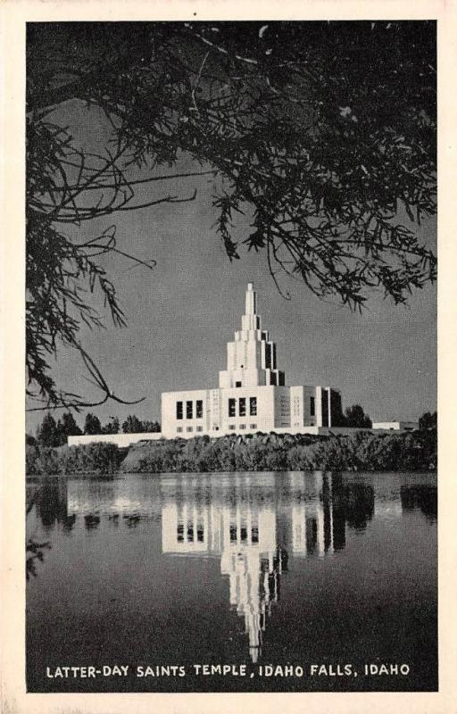 IDAHO FALLS, ID Idaho    LATTER-DAY SAINTS TEMPLE     Black & White Postcard