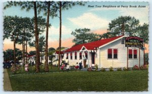 ST. PETERSBURG, Florida FL~ Roadside PERRY BROOK ACRES Apartments 1940s Postcard