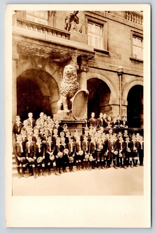 Dresden Saxony Germany~Town Hall~Boys Choir by Lion~Chicago Concert 1935 RPPC 