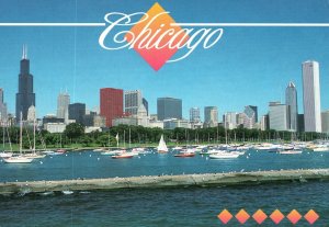 Postcard Pitt Chicago Prints The Skyline Showing Sears Tower And Harbor Illinois