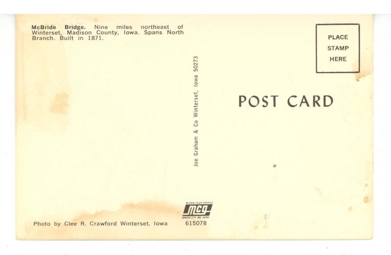 IA - Winterset Area. McBride Covered Bridge